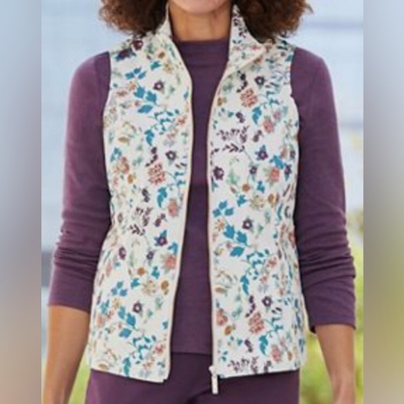 Drapers And Damons, Full Zip Vest, White Floral with Gold Zipper Size XL - Picture 10 of 10